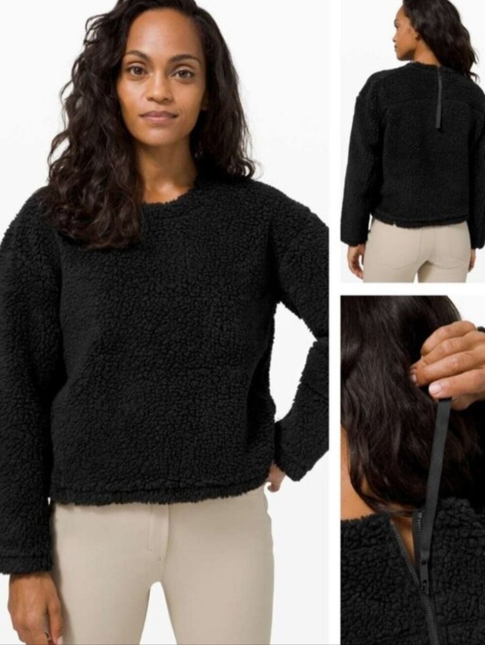 🍋 Lululemon Women’s Wool Whenever Crew Black Sweatshirt SZ 10